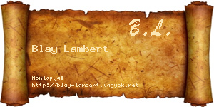 Blay Lambert névjegykártya